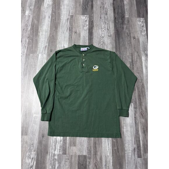 VTG Logo 7 Game Day Green Bay Packer's Men's Large Henley w/ Embroidered Logo - Picture 1 of 4